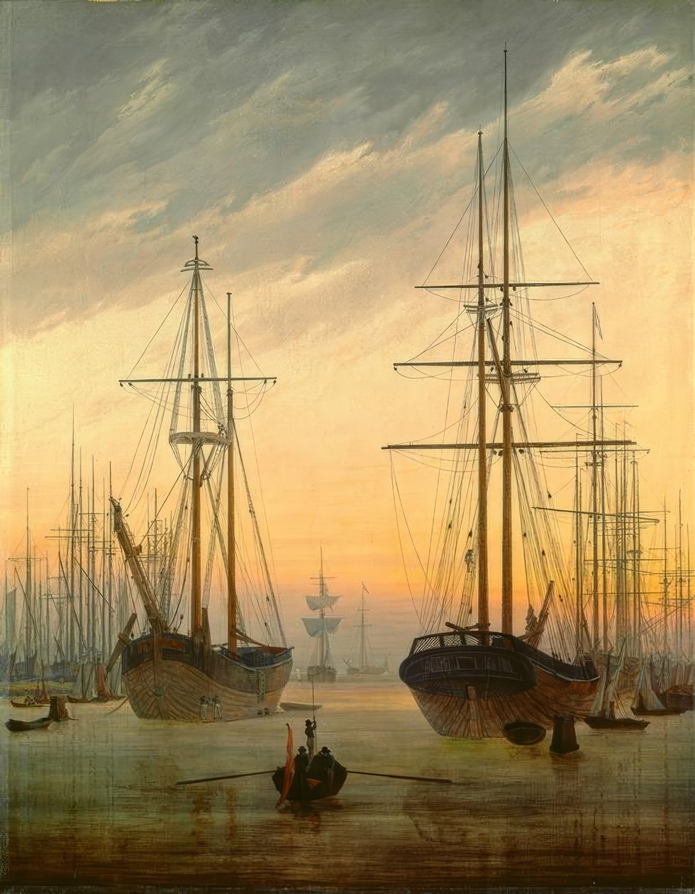 Udsigt over en havn af Caspar David Friedrich