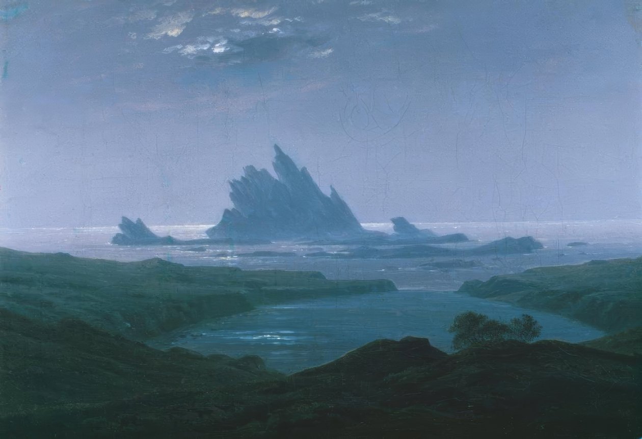 Klipperev på havets strand af Caspar David Friedrich