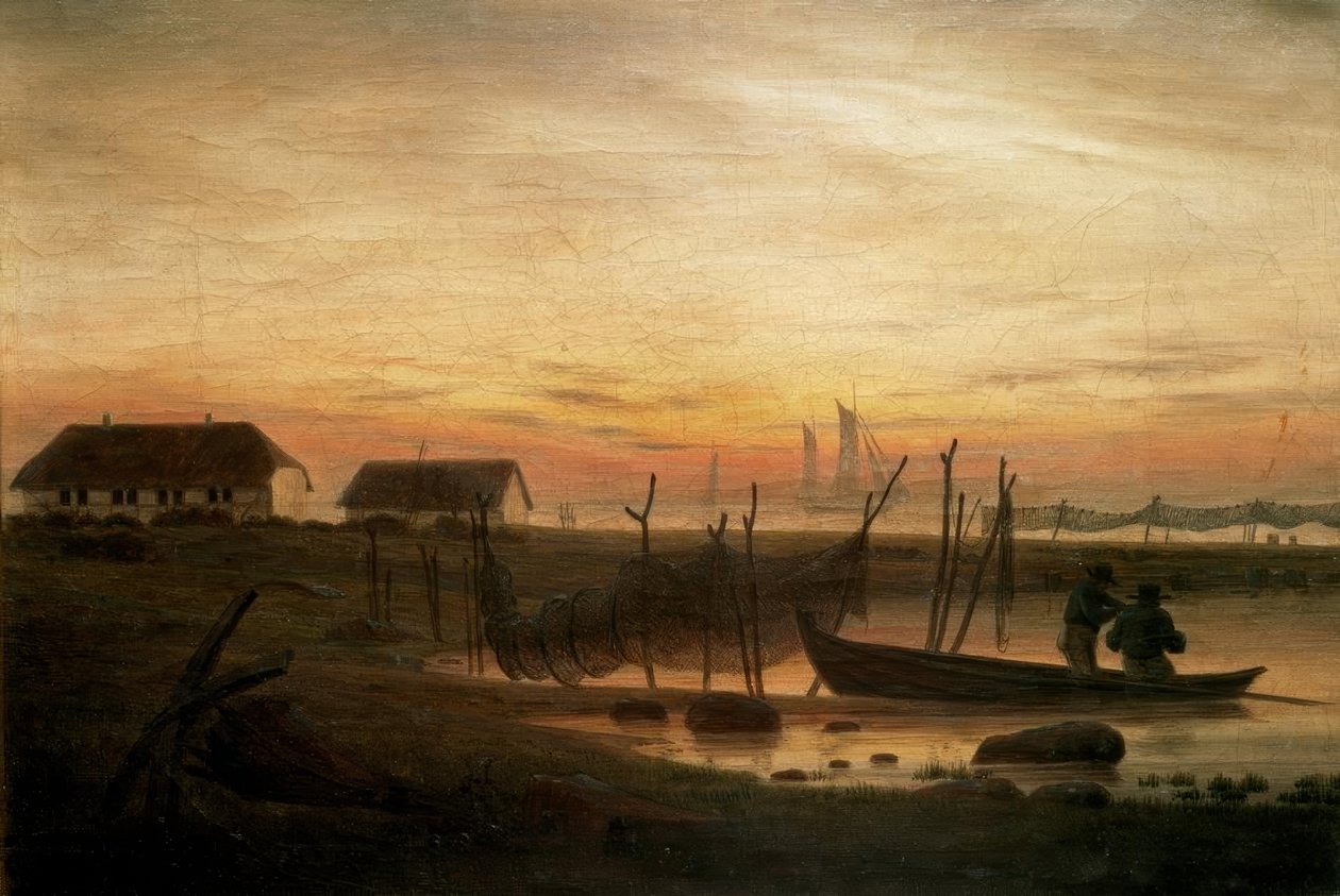 Kystlandskab i aftenlys af Caspar David Friedrich