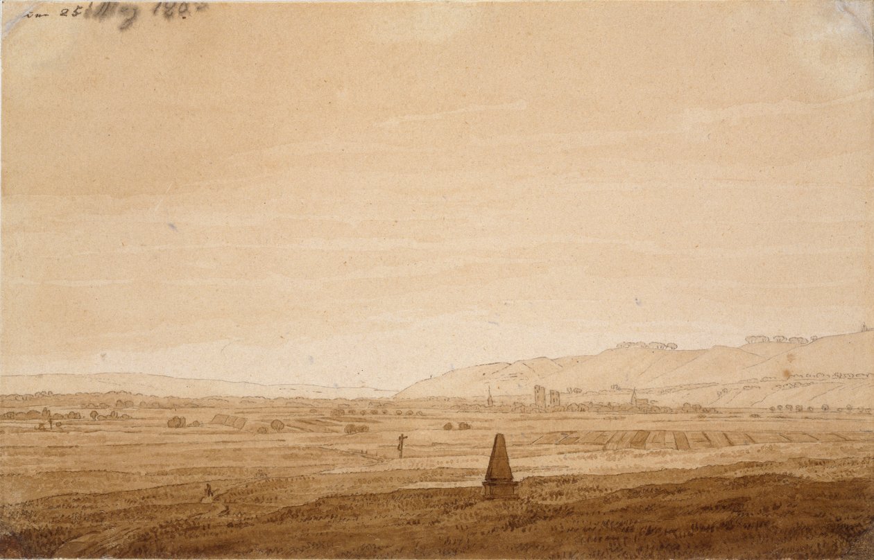 Landskab med en Obelisk, 1803 af Caspar David Friedrich