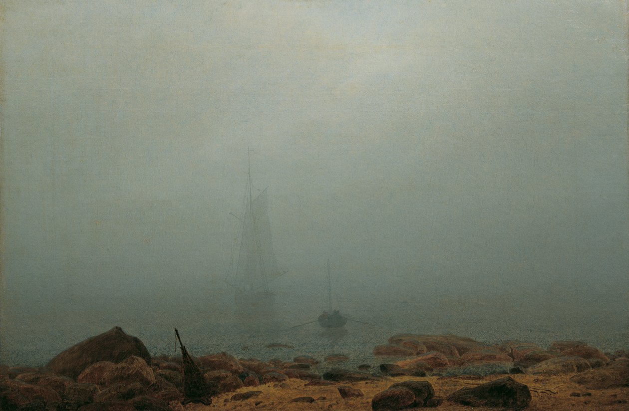 Havstrand i tågen af Caspar David Friedrich