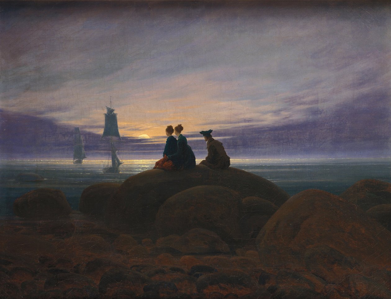 Månen stiger ved havet af Caspar David Friedrich