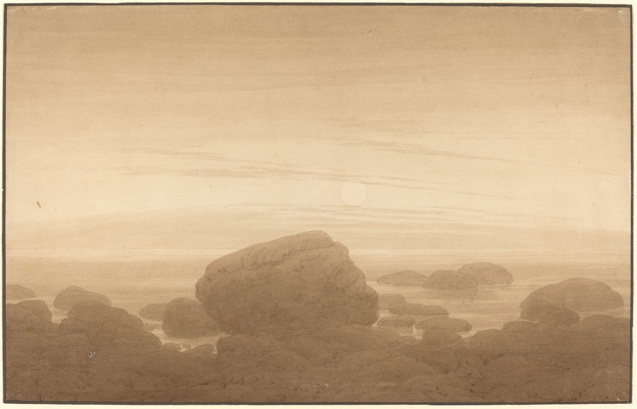 Måneopgang på en tom kyst af Caspar David Friedrich