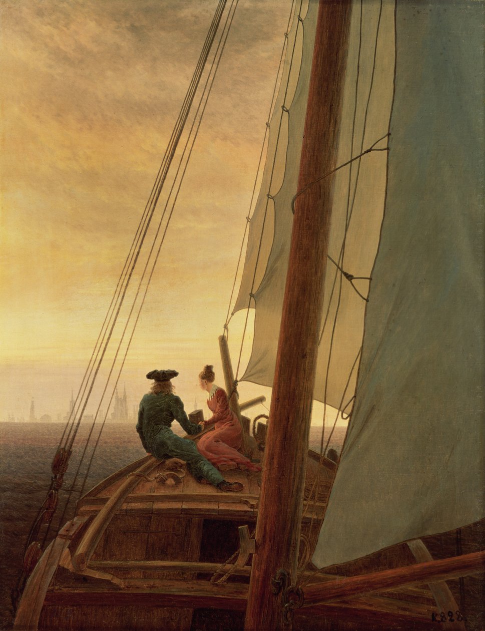 Om bord på et sejlskib af Caspar David Friedrich