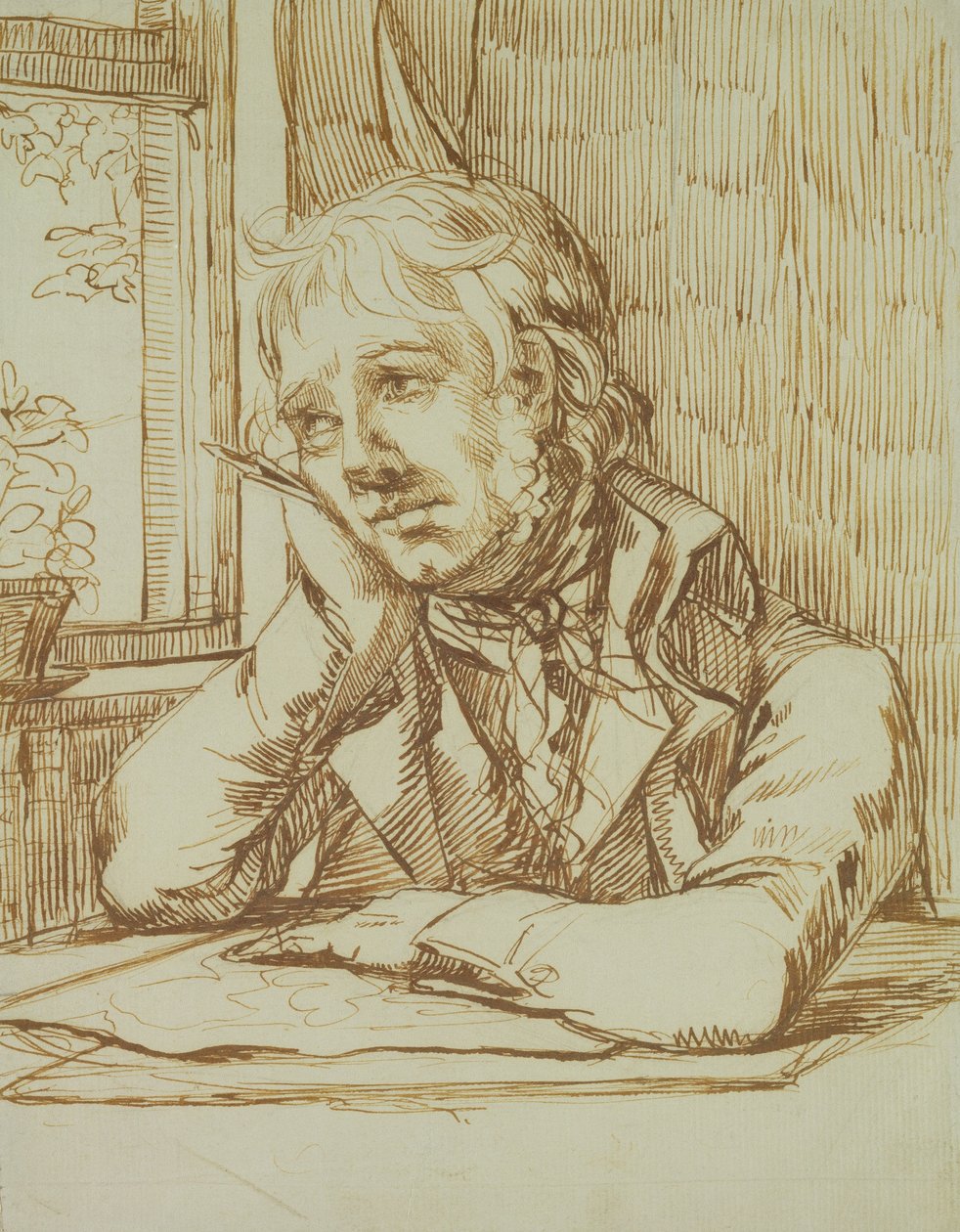 Selvportræt med støttet arm af Caspar David Friedrich
