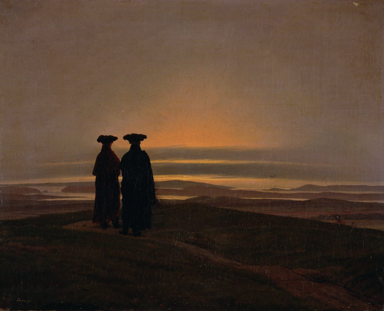 Solnedgang (brødre) af Caspar David Friedrich