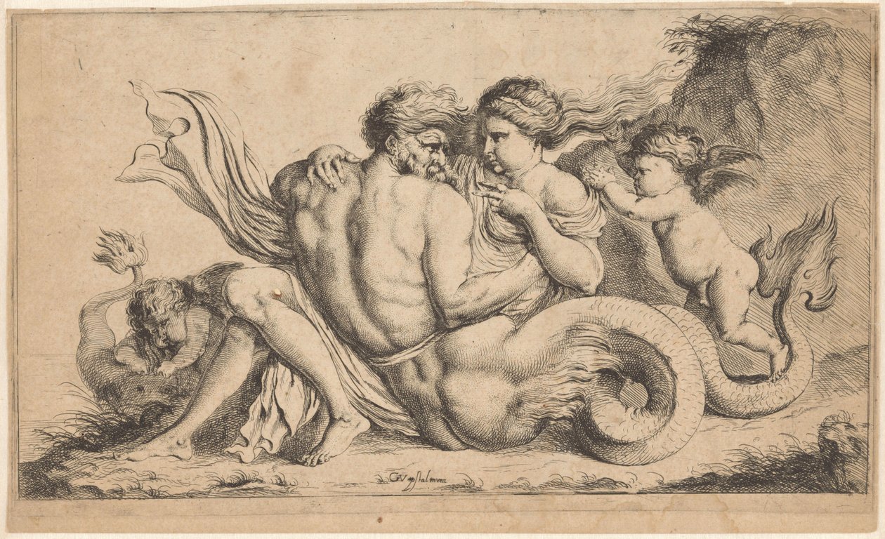 Triton en nymfe af Caspar Jacob van Opstal (II) (attributed to)