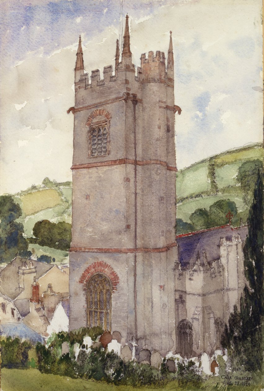 Church Tower, Marldon, 1924. af Cass Gilbert