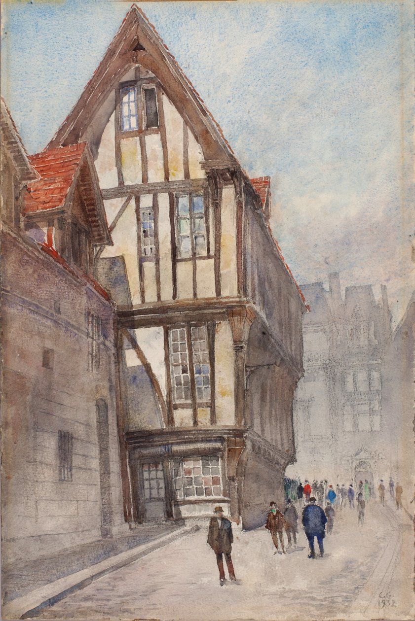 Gammelt hus i Rouen, 1932. af Cass Gilbert
