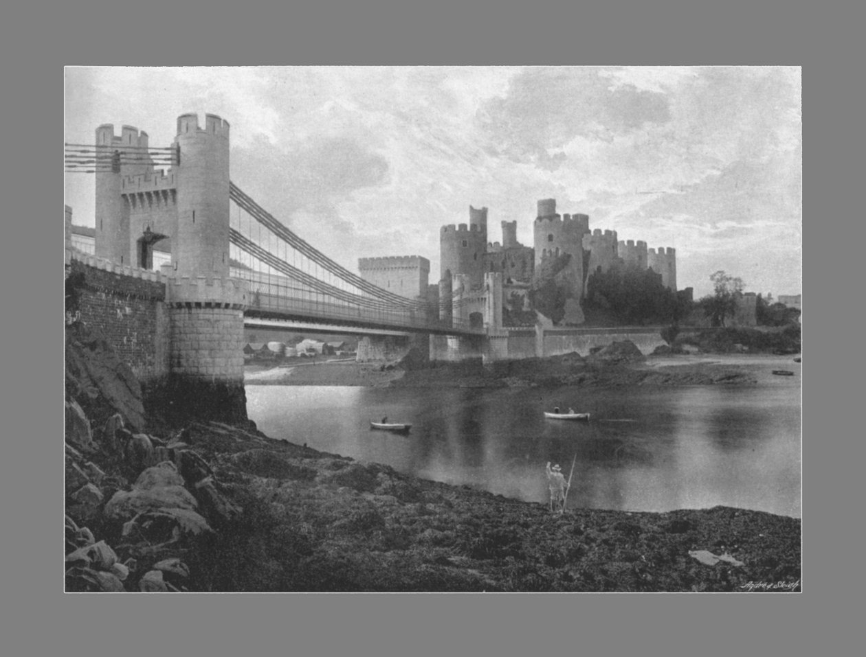 Conway Castle and Bridges, c1900 af Catherall and Pritchard