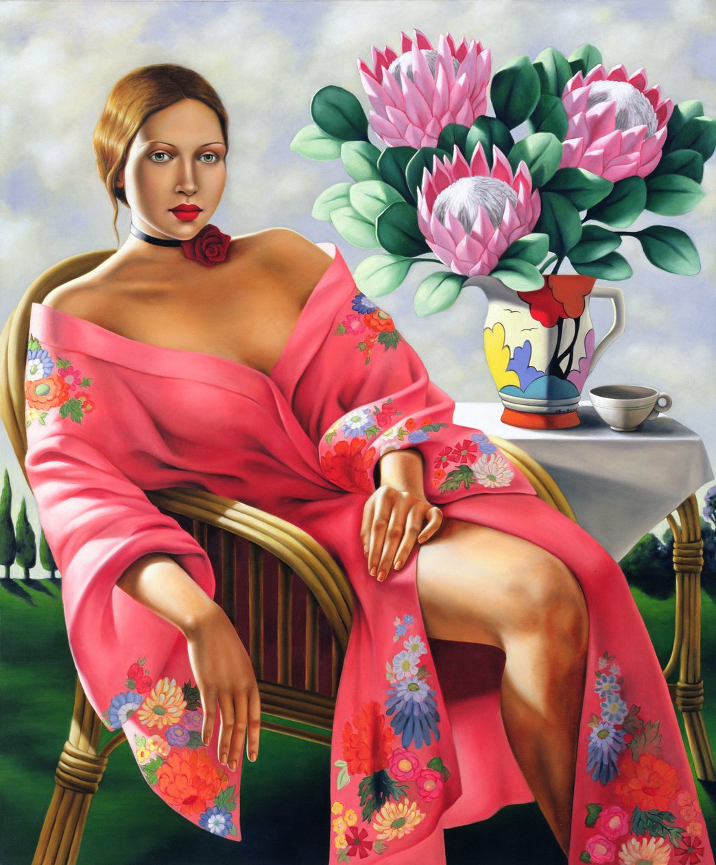 Te, sen eftermiddag (olie på linned) af Catherine Abel