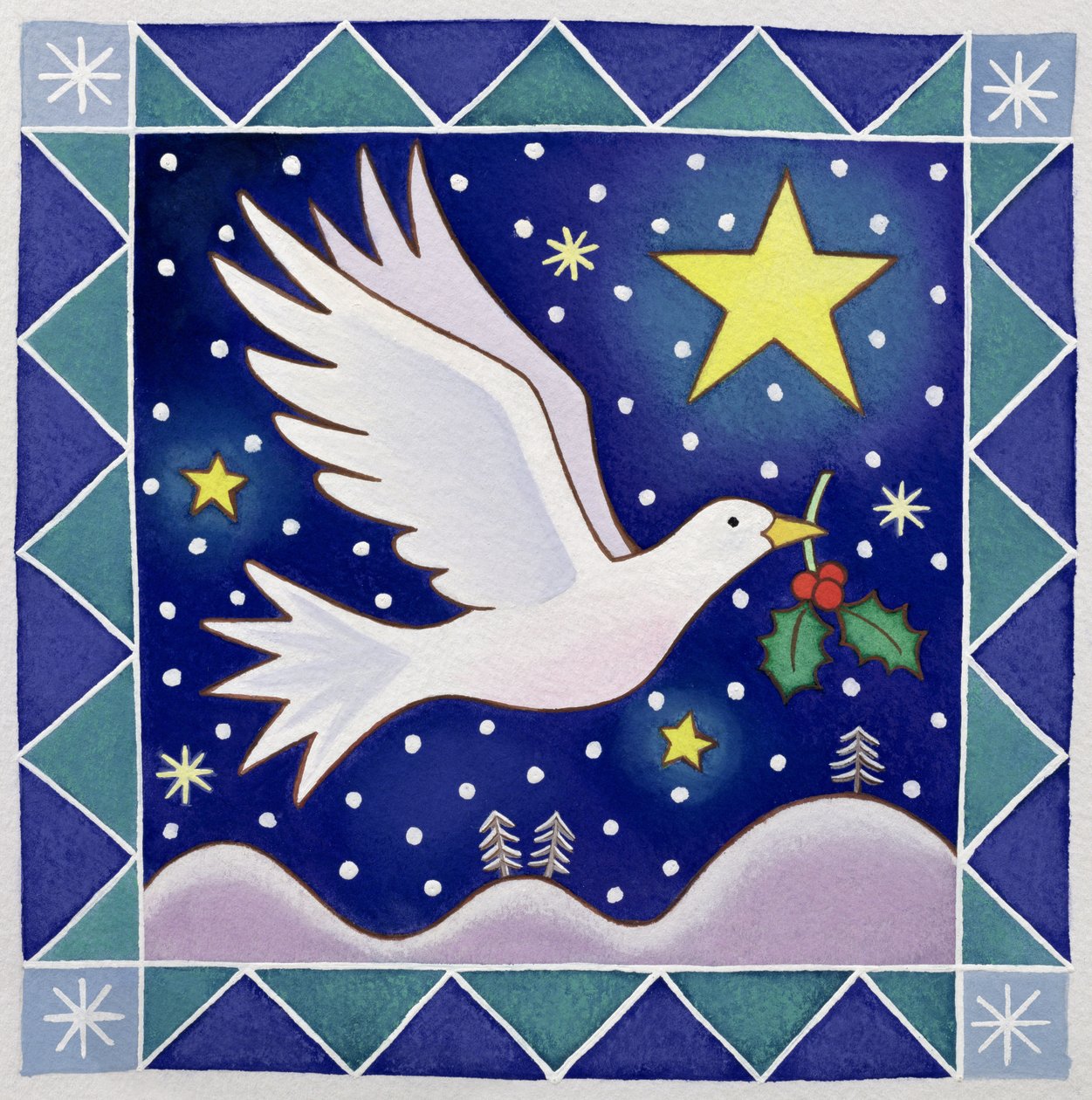Christmas Dove (wc på papir) af Cathy Baxter