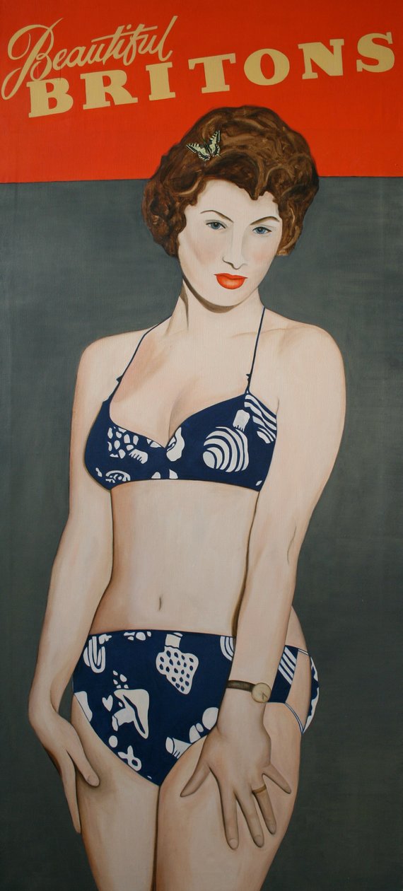 Beautiful Britons, 2007 (olie på linned) af Cathy Lomax