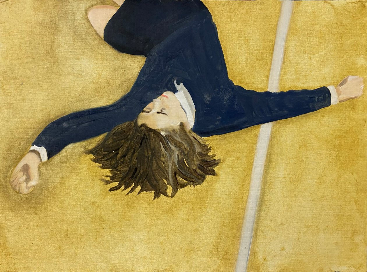 The Falling, 2023 (olie på papir) af Cathy Lomax