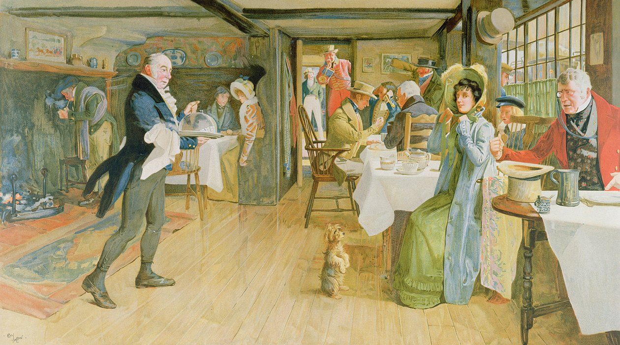 Begging for Supper, (kromolitografi, korrektur nr. 74, med blindstempel af Lawrence og Bullen) af Cecil Charles Windsor Aldin