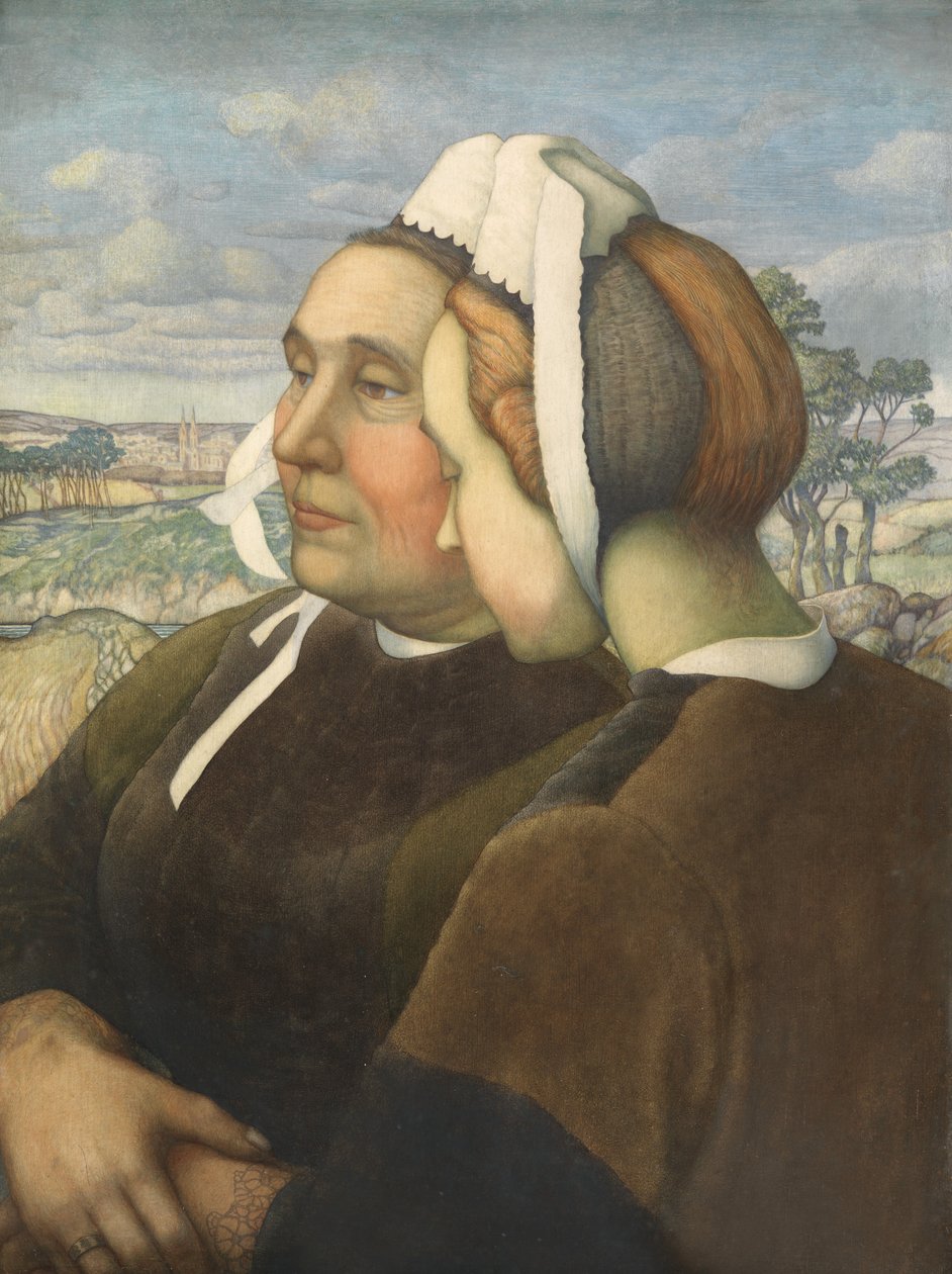 Breton Confidants, ca. 1908 (tempera på panel) af Cecil J. Webb