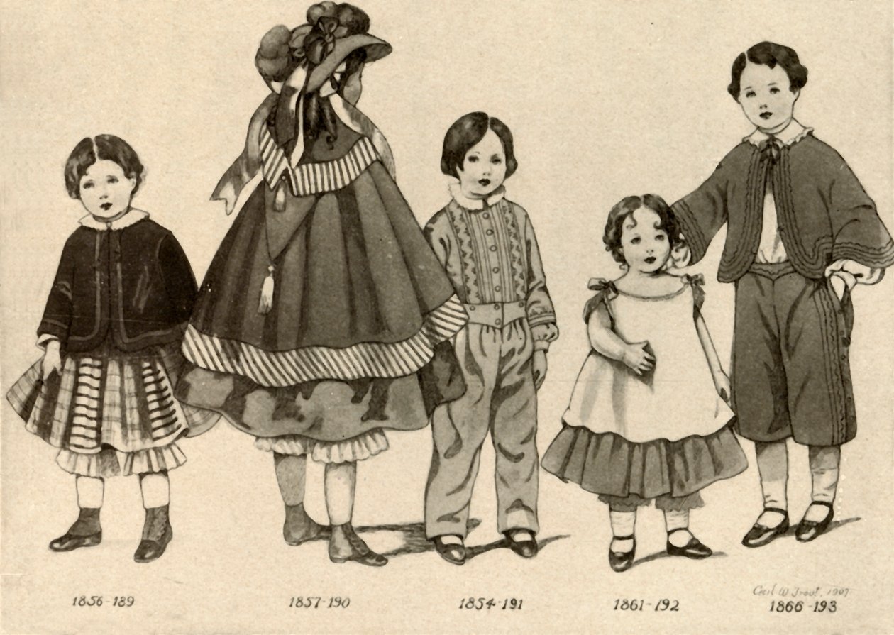 Børnetøj fra 1850-1860, 1907, 1937. af Cecil W. Trout