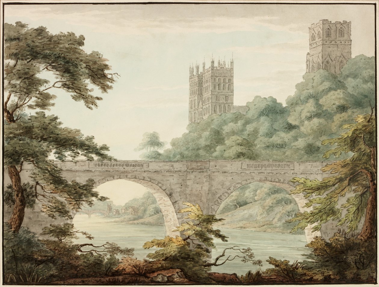 Durham Cathedral (blæk, blyant og akvarel på papir) af Cecilia Priscilla Cooke