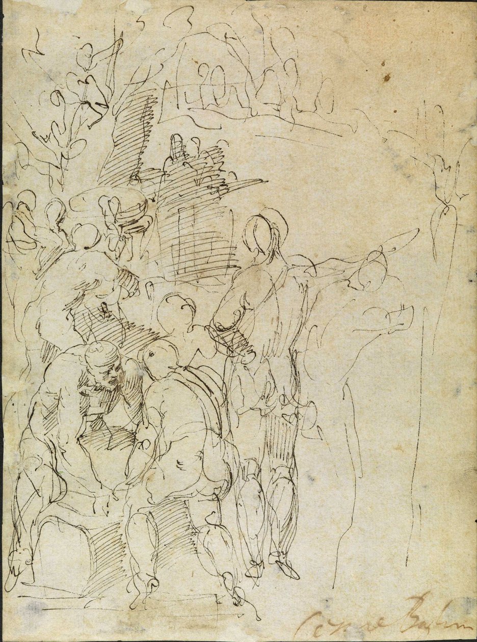 Skitse af mandlige figurer af Cesare Baglione