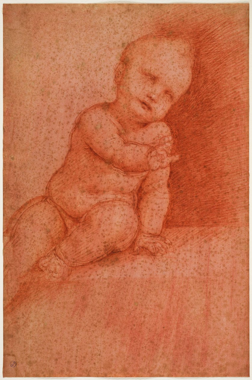 Studie af putto (Jesus the Blessing Child), begyndelsen af det 16. århundrede (blod på rødt forberedt papir) af Cesare da Sesto