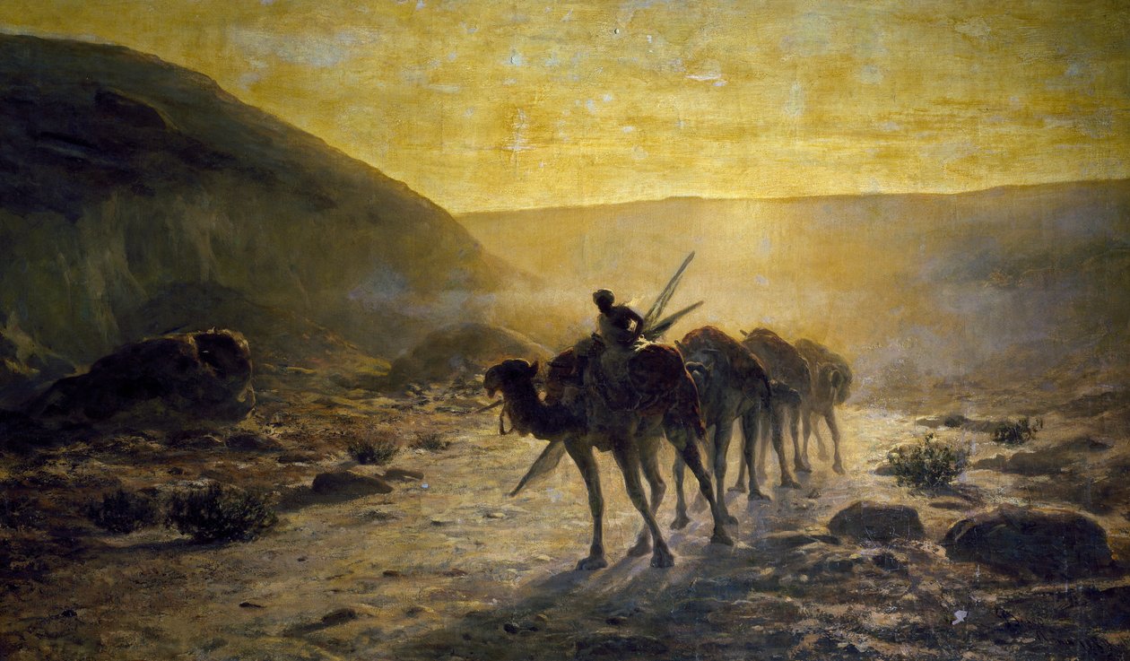 I ørkenen, Maleri af Cesare Biseo (1843-1909) af Cesare Biseo