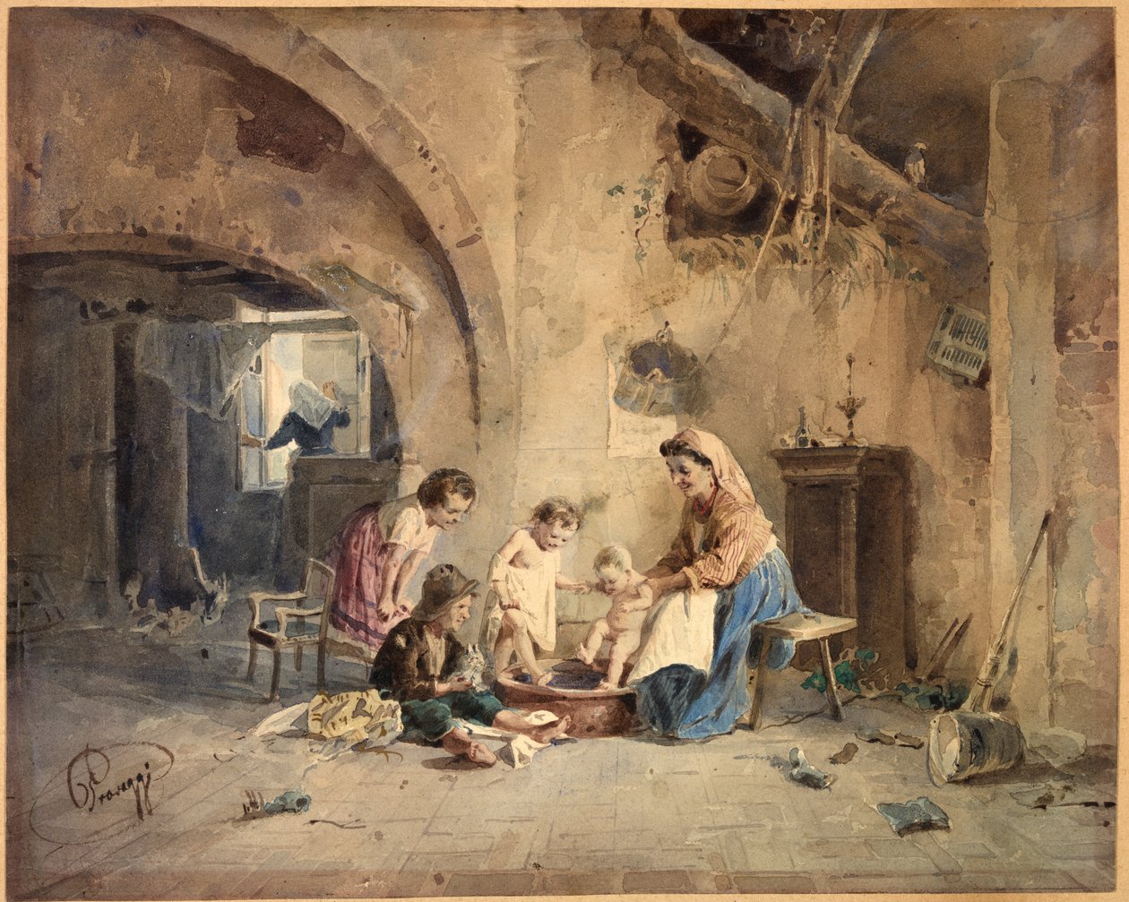 Badet, 1800-tallet. af Cesare Provaggi