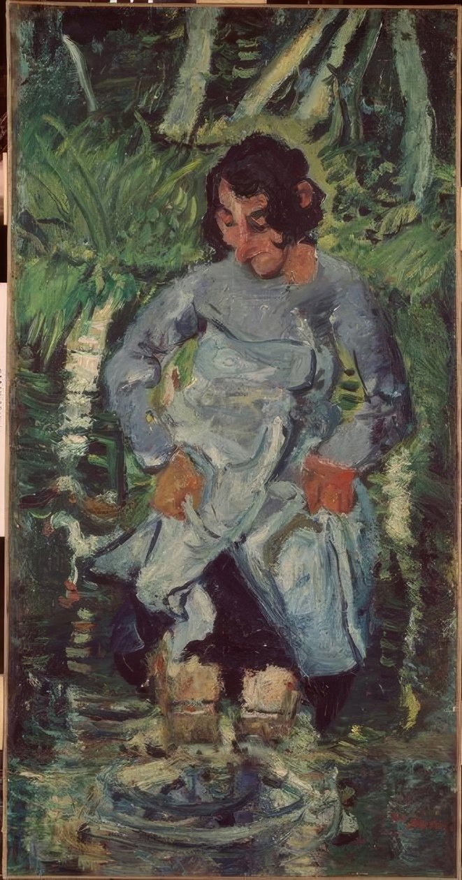 Kvinde på vej ind i vandet af Chaim Soutine