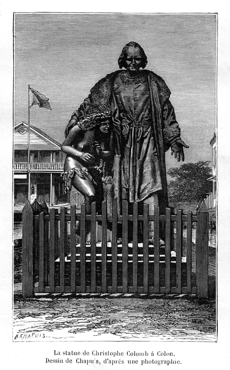 Christopher Columbus statue, Colón, Panama, 1800-tallet af Chapuis