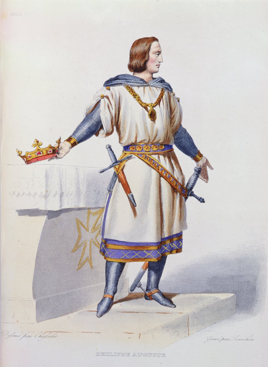 Portræt af Philip Augustus II (1165-1223) Konge af Frankrig, indgraveret af Constant Louis Lorichon, 1841 af Charles Abraham Chasselat