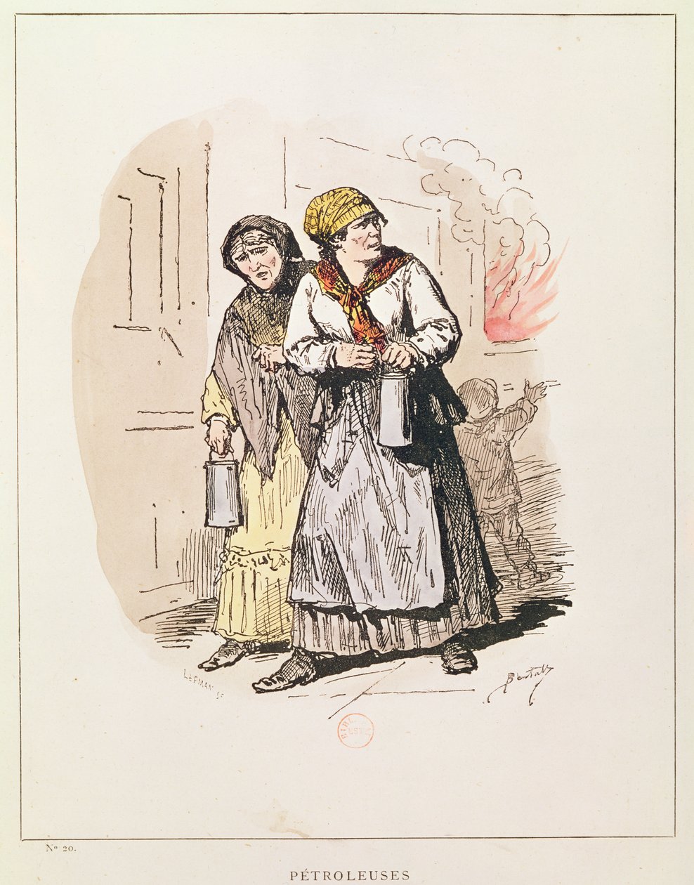 To Petroleuses of the Commune, 1871 (farvegravering) af Charles Albert d Arnoux Bertall