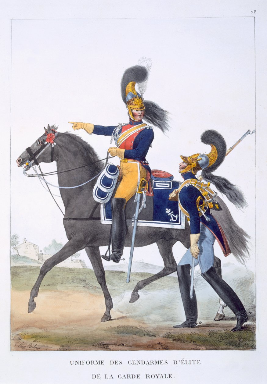 Uniform af elitegendarmen fra den kongelige garde, 1823 af Charles Aubry
