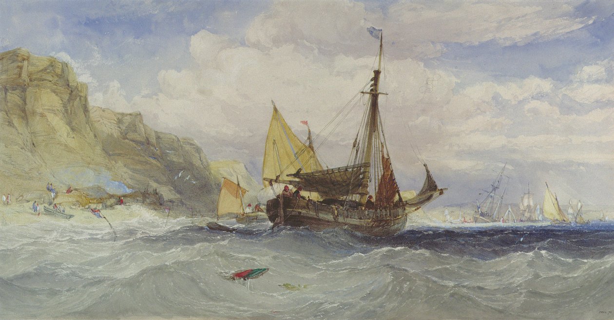 Fiskerbåde ud for Isle of Wight af Charles Bentley