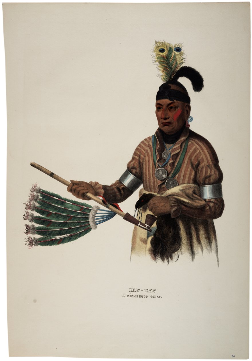 Naw-kaw, Winnebago Chief, tryk lavet af Thomas Loraine McKenney, ca. 1840 af Charles Bird King