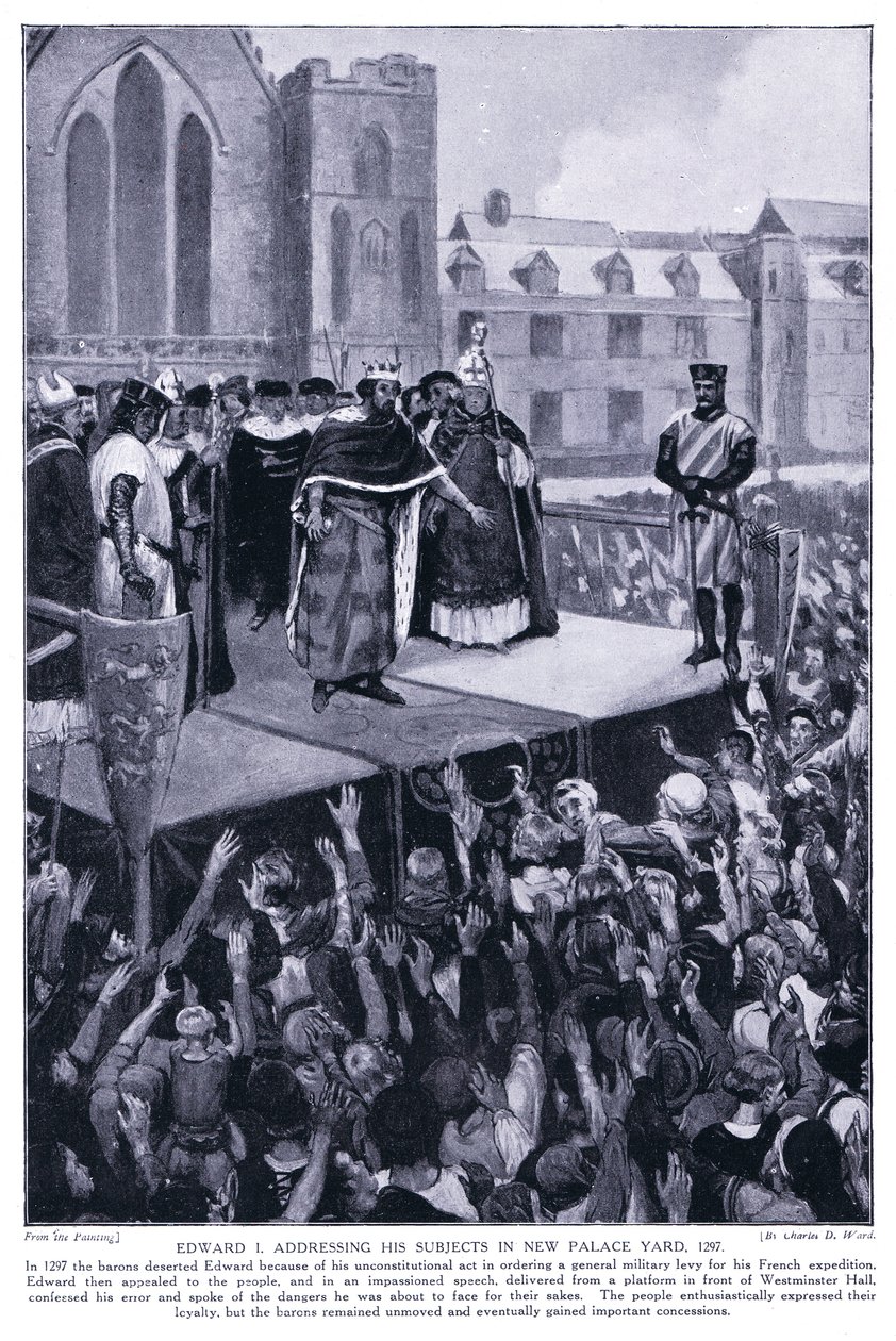 Edward I taler til sine undersåtter i den nye paladsgård AD1297, 1920