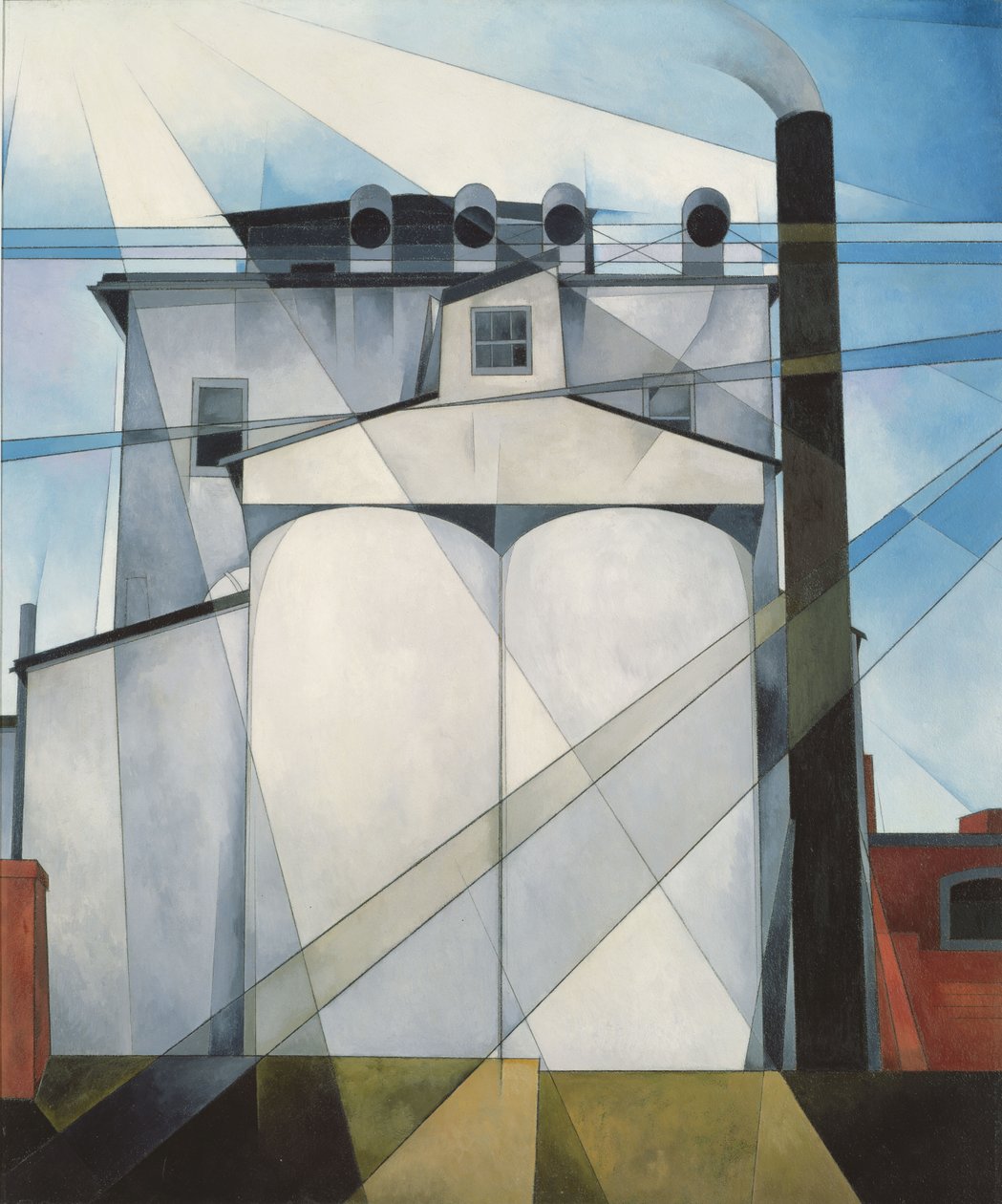 My Egypt, 1927 (olie, fremstillet kridt og grafitblyant på kompositionstavle) af Charles Demuth