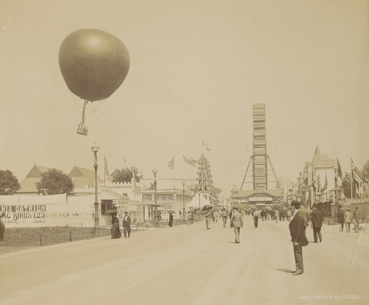 Fanget ballon og pariserhjul, World Columbian Exposition, Chicago af Charles Dudley Arnold