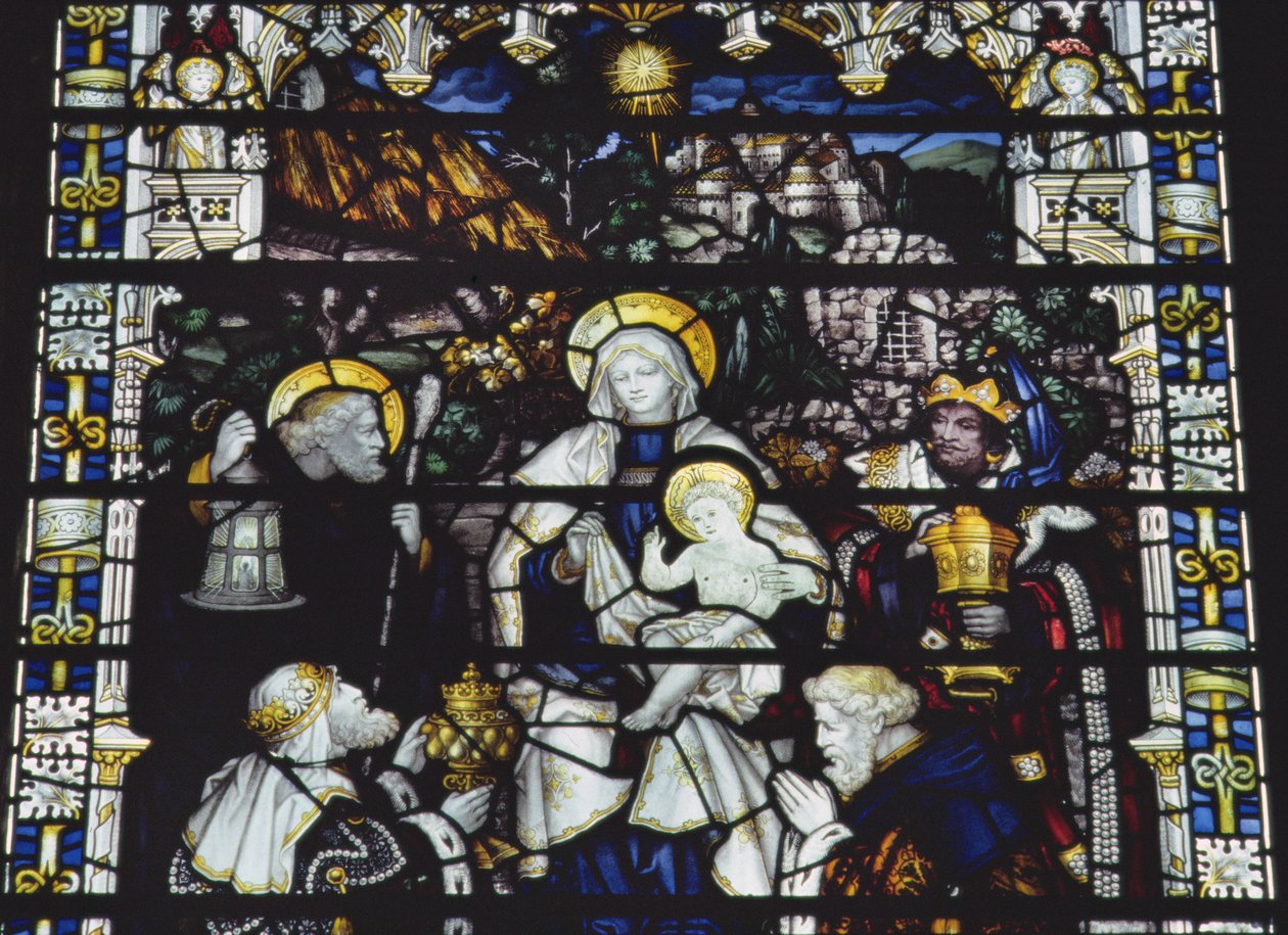Adoration of the Magi, fremstillet af Kempe und Co. (farvet glas) af Charles E. Kempe