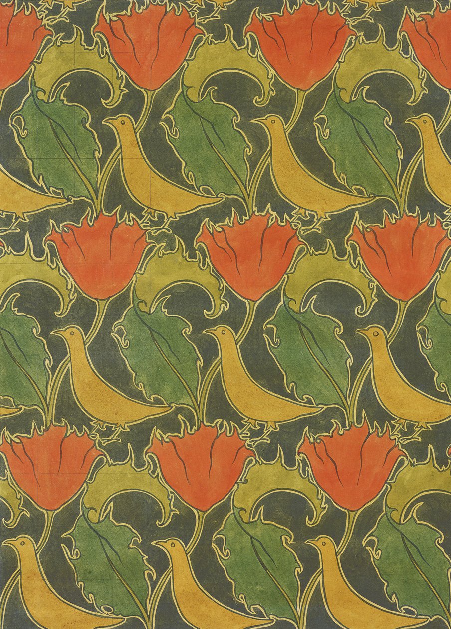 The Voysey Birds, slutningen af det 19. århundrede (wc og blyant på papir) af Charles Francis Annesley Voysey