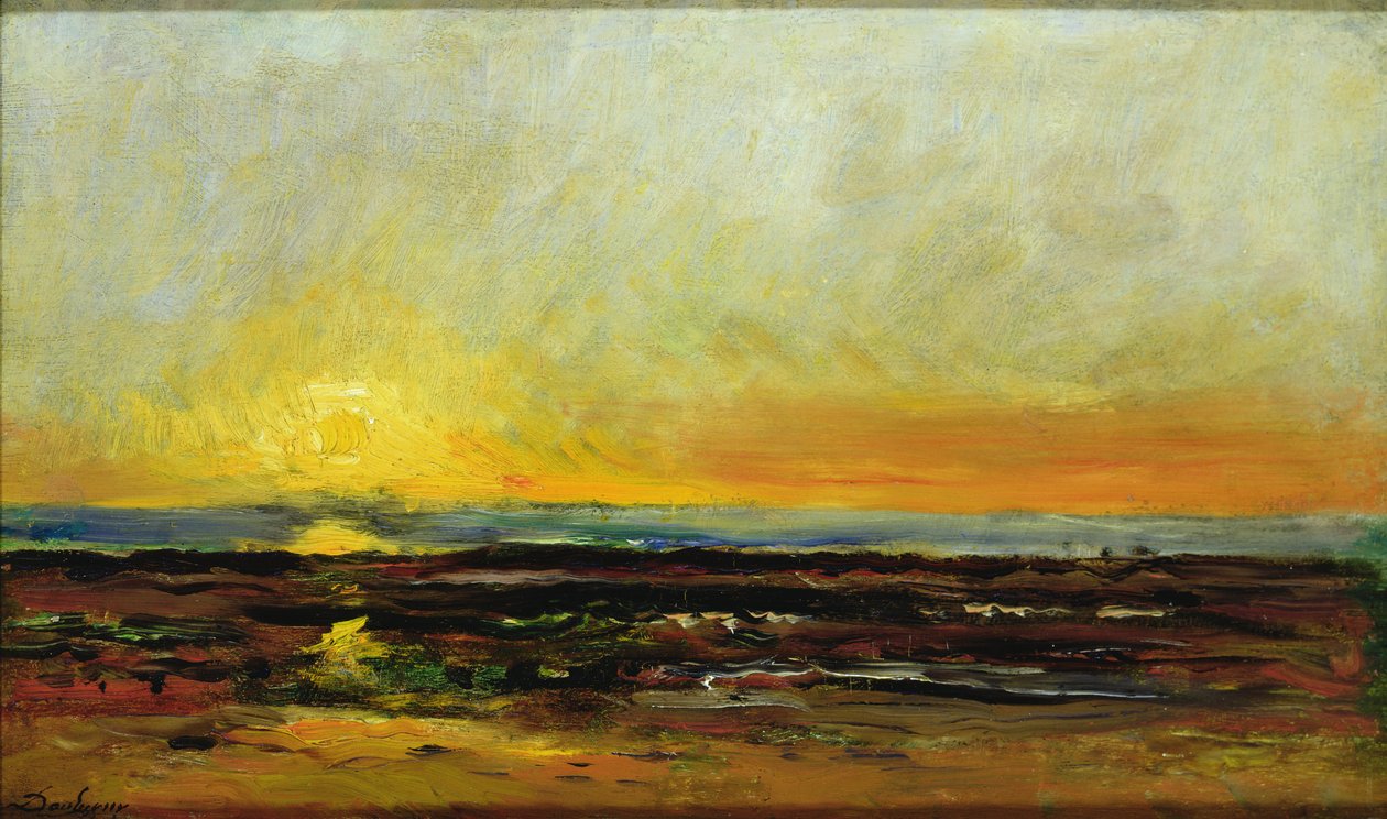 Solnedgang på havkysten af Charles Francois Daubigny
