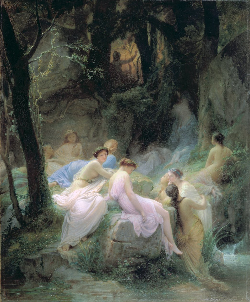 Nymfer, der lytter til Orpheus sange, 1853 af Charles François Jalabert