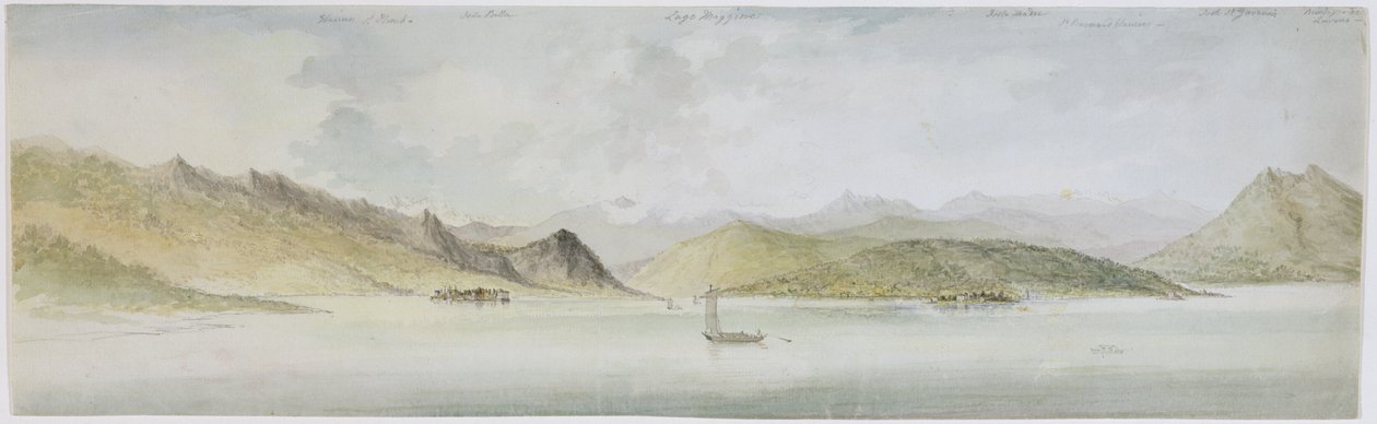 Lago Maggiore (wc, pen, blæk og grafit på papir) af Charles Gore