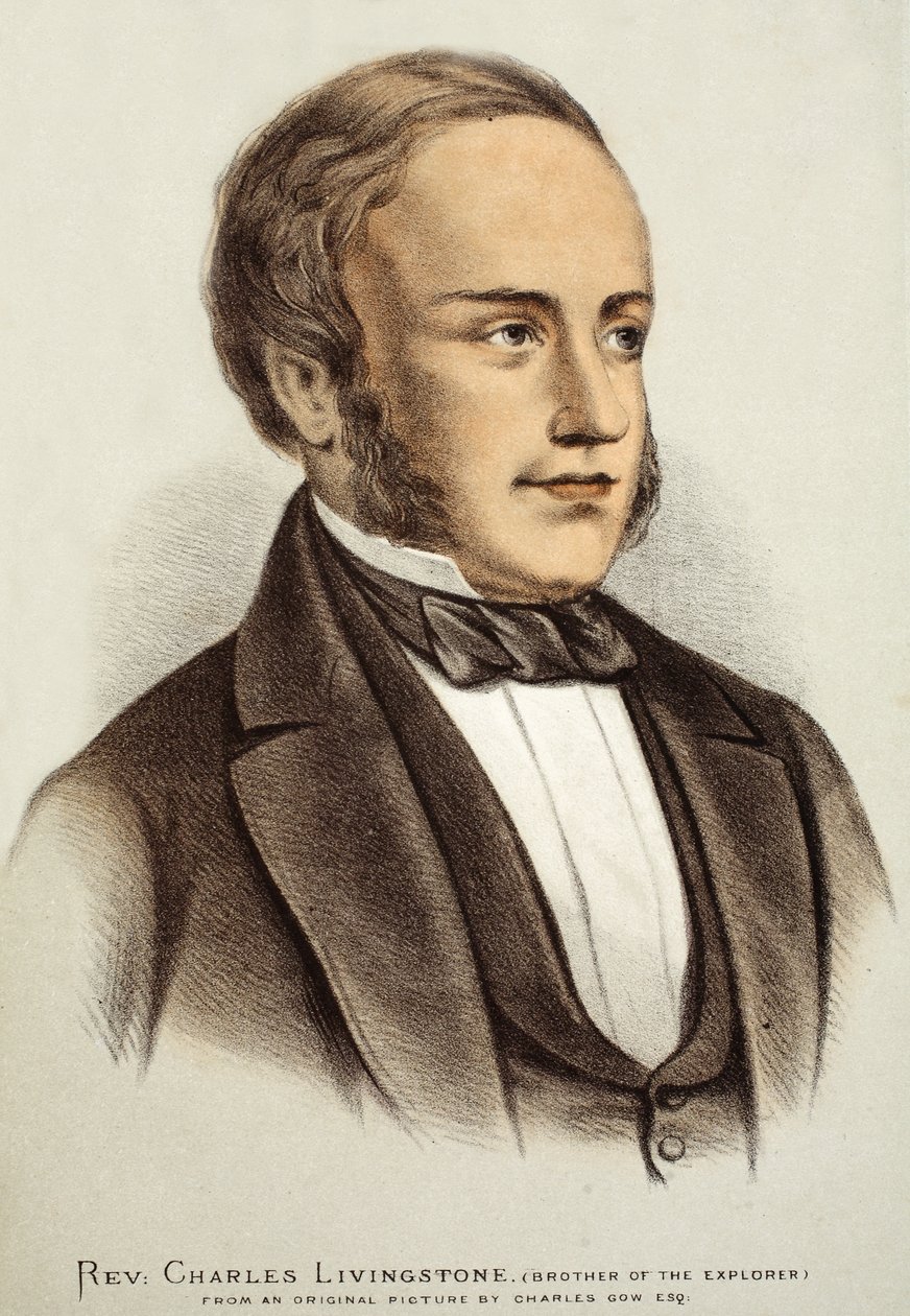Rev. Charles Livingstone, illustration fra The Pictorial Edition of the Life and Discoveries of David Livingstone af J. Ewing Richie, pub. af A. Fullarton & Co., 1876 af Charles Gow
