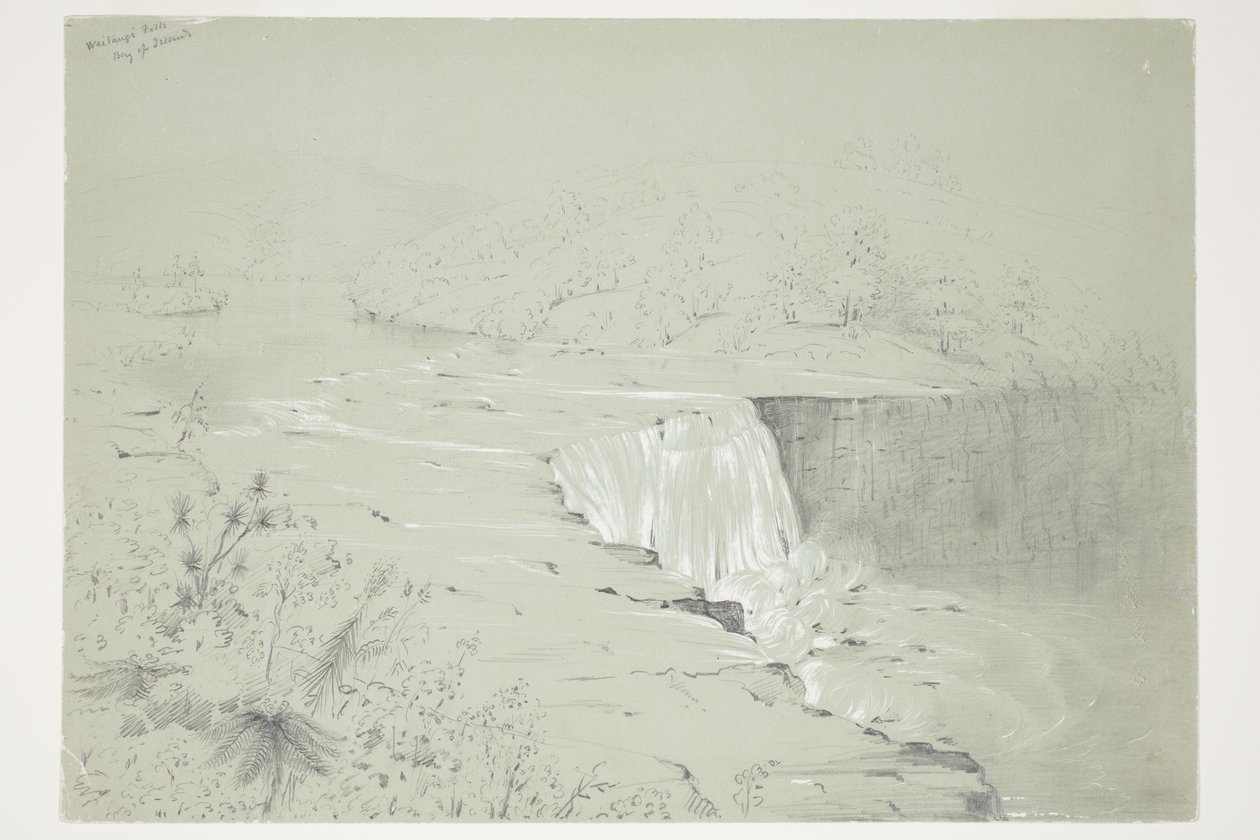 Waitangi Falls, Islands Bay af Charles Heaphy