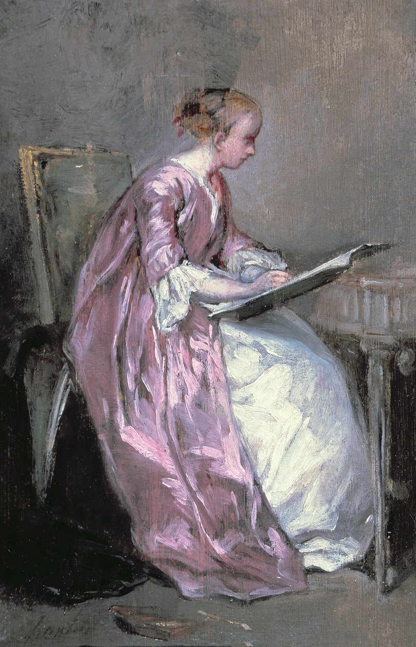 En ung pige tegner af Charles Joshua Chaplin