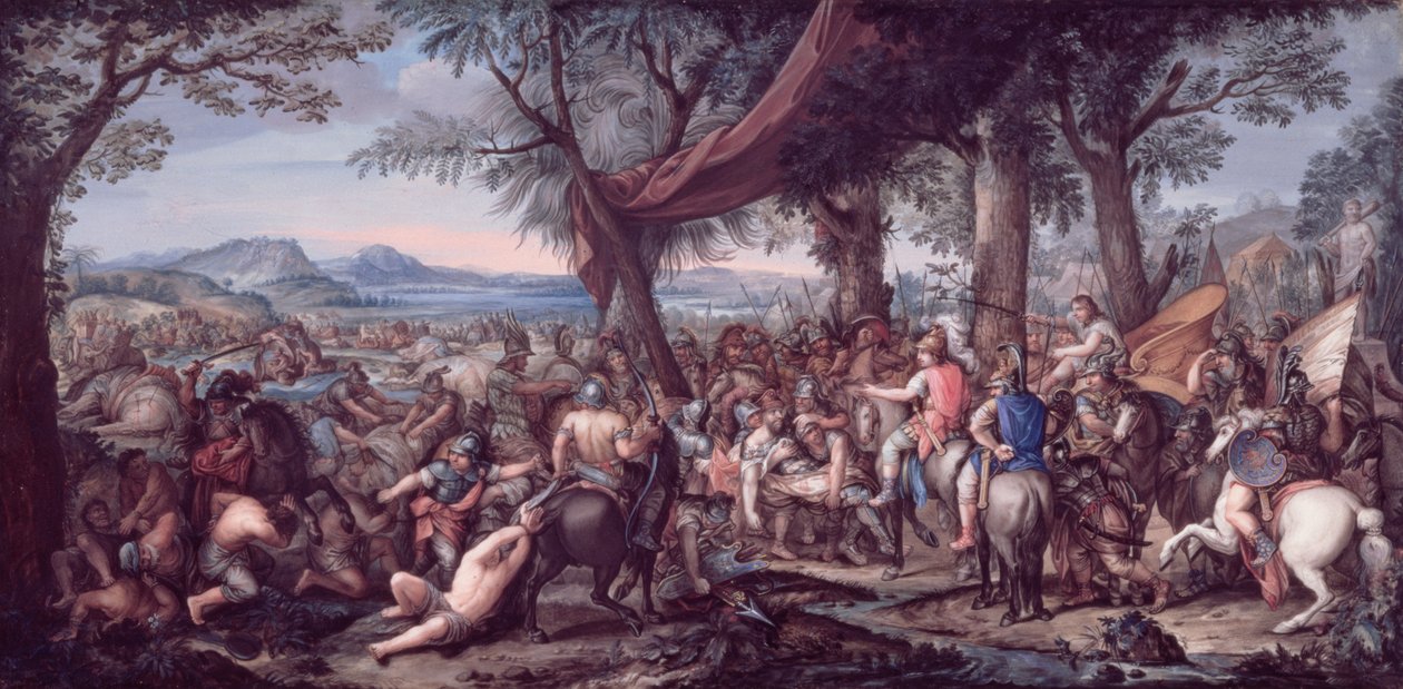 Alexander i slaget ved Arbela (tempera på vellum) af Charles Le Brun