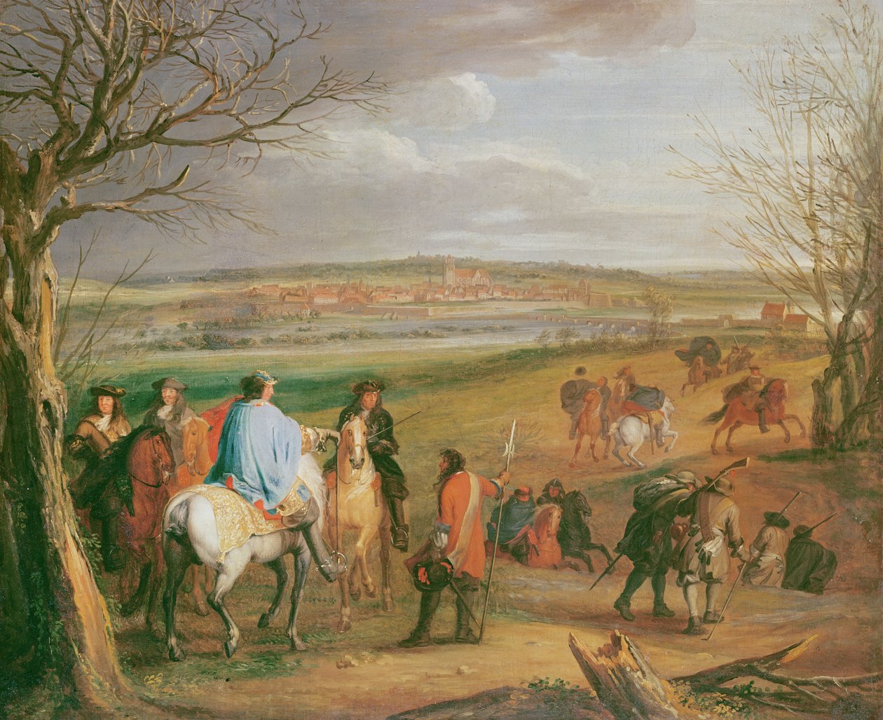 Ludvig XIV (1638-1715), konge af Frankrig og Navarra, før byen Dôle af Charles Le Brun