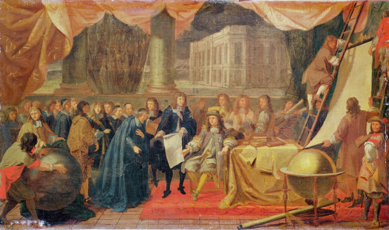 Undersøgelse for etableringen af Academie des Sciences i 1666 og grundlæggelsen af observatoriet i 1667 af Charles Le Brun