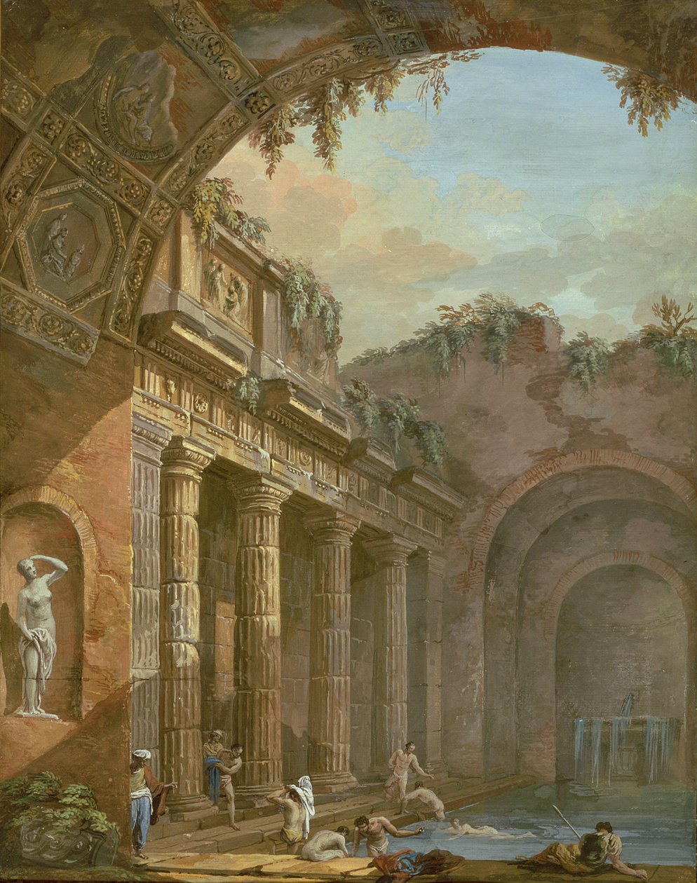 Interiør af et Bad af Charles Louis Clerisseau