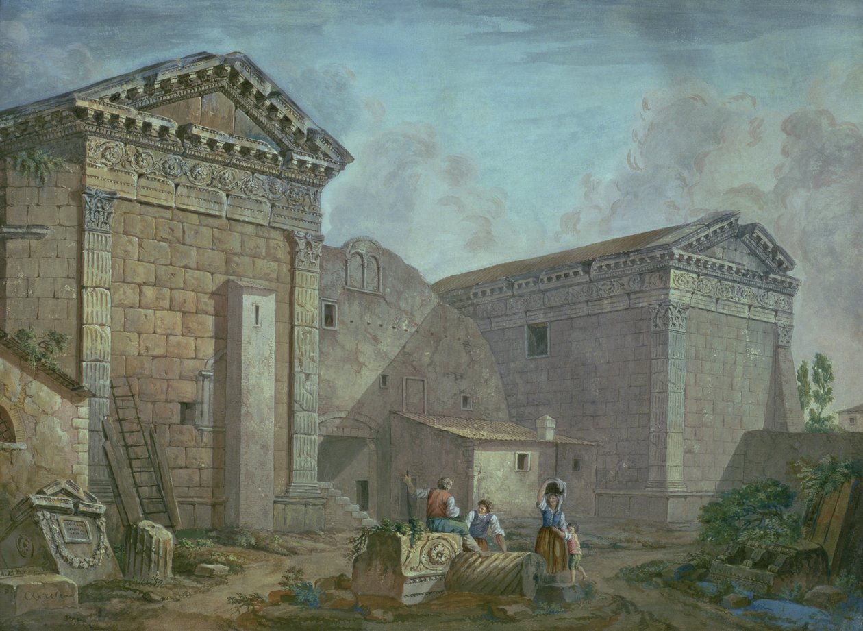Augustus-templet, Pola, Istrien af Charles Louis Clerisseau