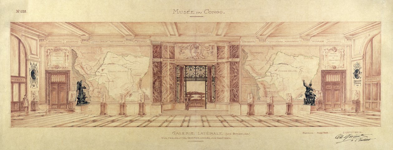 Lateral Gallery af Musee du Congo i Tervueren, 1909 af Charles Louis Girault